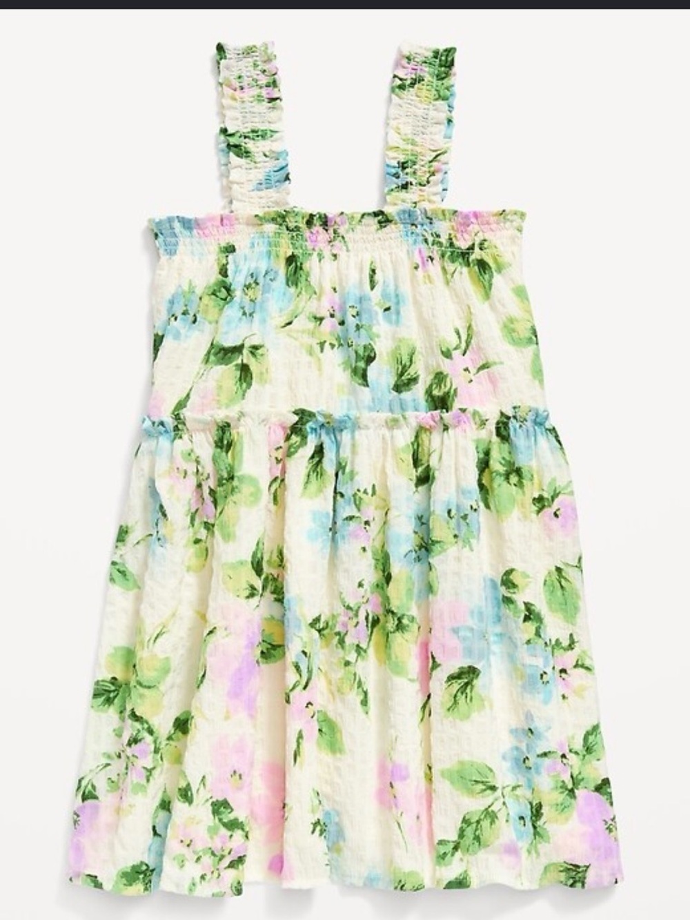 Old Navy White Floral Sundress with Green, Blue, and Pink Accents